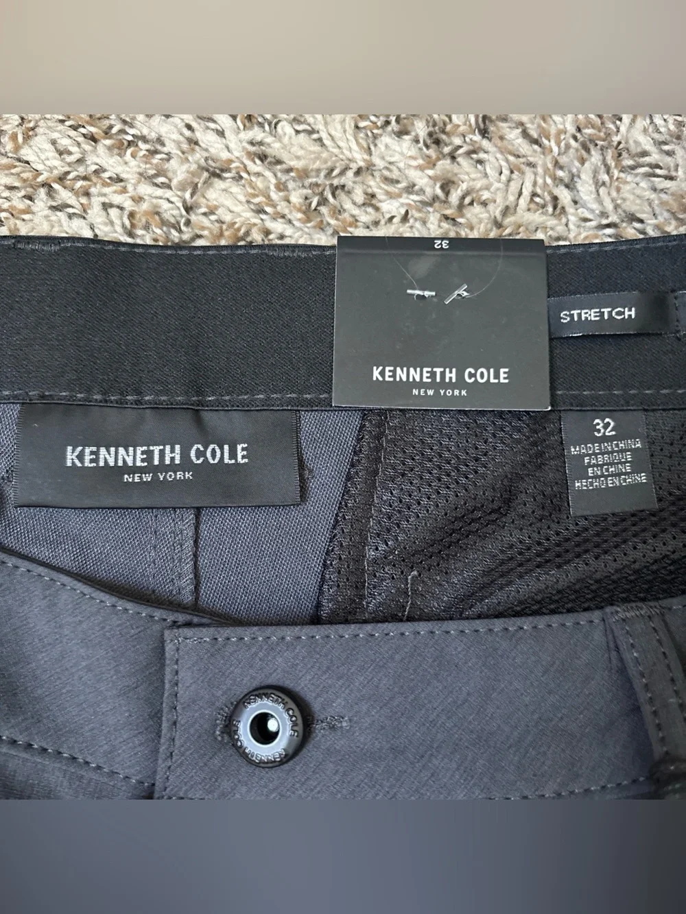 Kenneth Cole Men's Black Flat Front Performance Shorts
